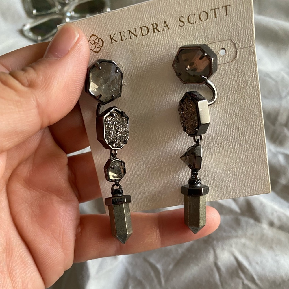 Black MOP, drusy, pyrite, and crushed glass Kendra Scott Earrings!
